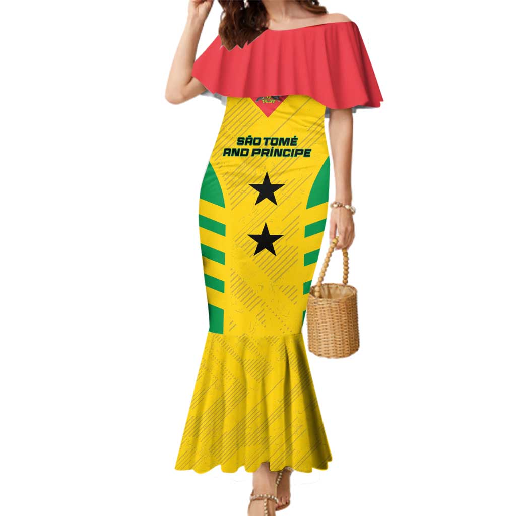 Custom Sao Tome and Principe Football Family Matching Mermaid Dress and Hawaiian Shirt Go Champions - Yellow Ver - Wonder Print Shop