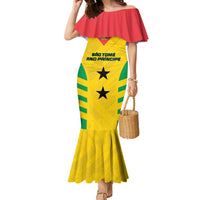 Custom Sao Tome and Principe Football Family Matching Mermaid Dress and Hawaiian Shirt Go Champions - Yellow Ver - Wonder Print Shop
