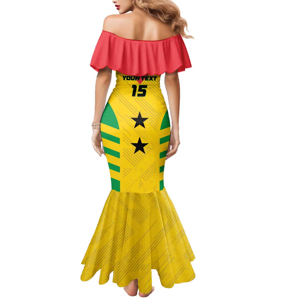 Custom Sao Tome and Principe Football Family Matching Mermaid Dress and Hawaiian Shirt Go Champions - Yellow Ver - Wonder Print Shop