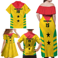 Custom Sao Tome and Principe Football Family Matching Off Shoulder Maxi Dress and Hawaiian Shirt Go Champions - Yellow Ver - Wonder Print Shop