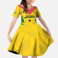 Custom Sao Tome and Principe Football Family Matching Short Sleeve Bodycon Dress and Hawaiian Shirt Go Champions - Yellow Ver - Wonder Print Shop