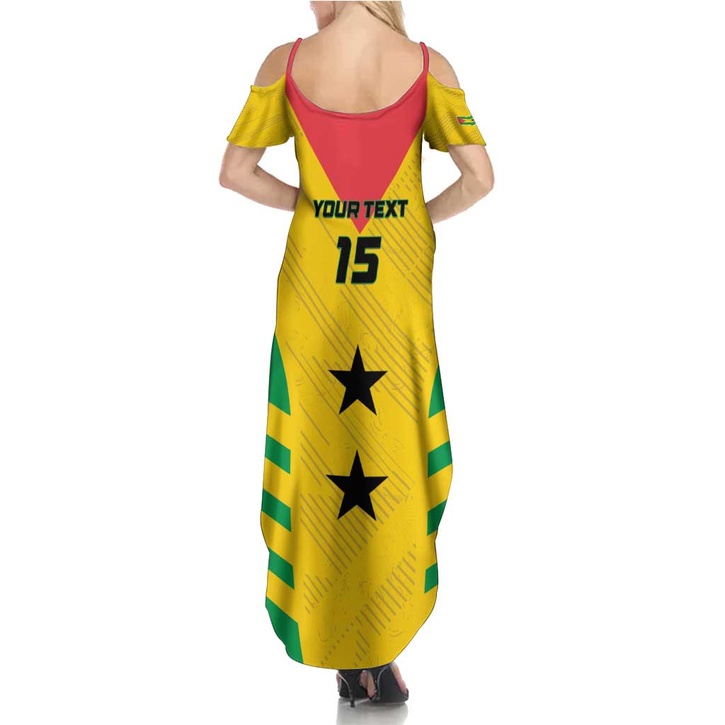 Custom Sao Tome and Principe Football Family Matching Summer Maxi Dress and Hawaiian Shirt Go Champions - Yellow Ver - Wonder Print Shop