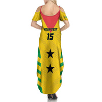 Custom Sao Tome and Principe Football Family Matching Summer Maxi Dress and Hawaiian Shirt Go Champions - Yellow Ver - Wonder Print Shop