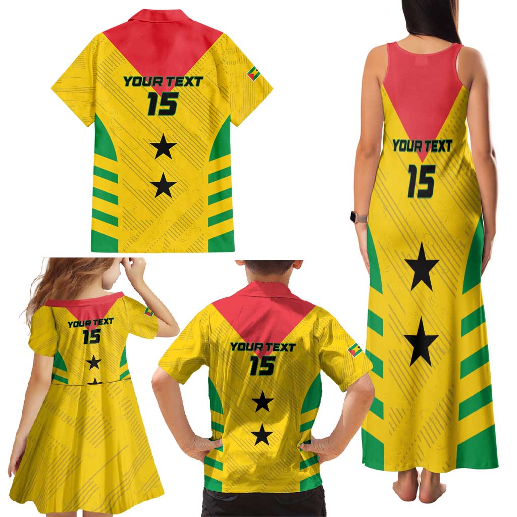 Custom Sao Tome and Principe Football Family Matching Tank Maxi Dress and Hawaiian Shirt Go Champions - Yellow Ver - Wonder Print Shop