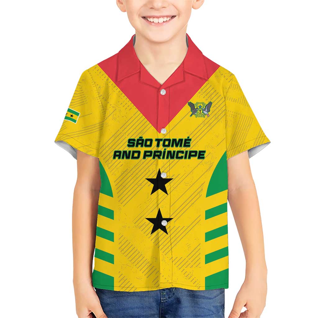 Custom Sao Tome and Principe Football Kid Hawaiian Shirt Go Champions - Yellow Ver - Wonder Print Shop