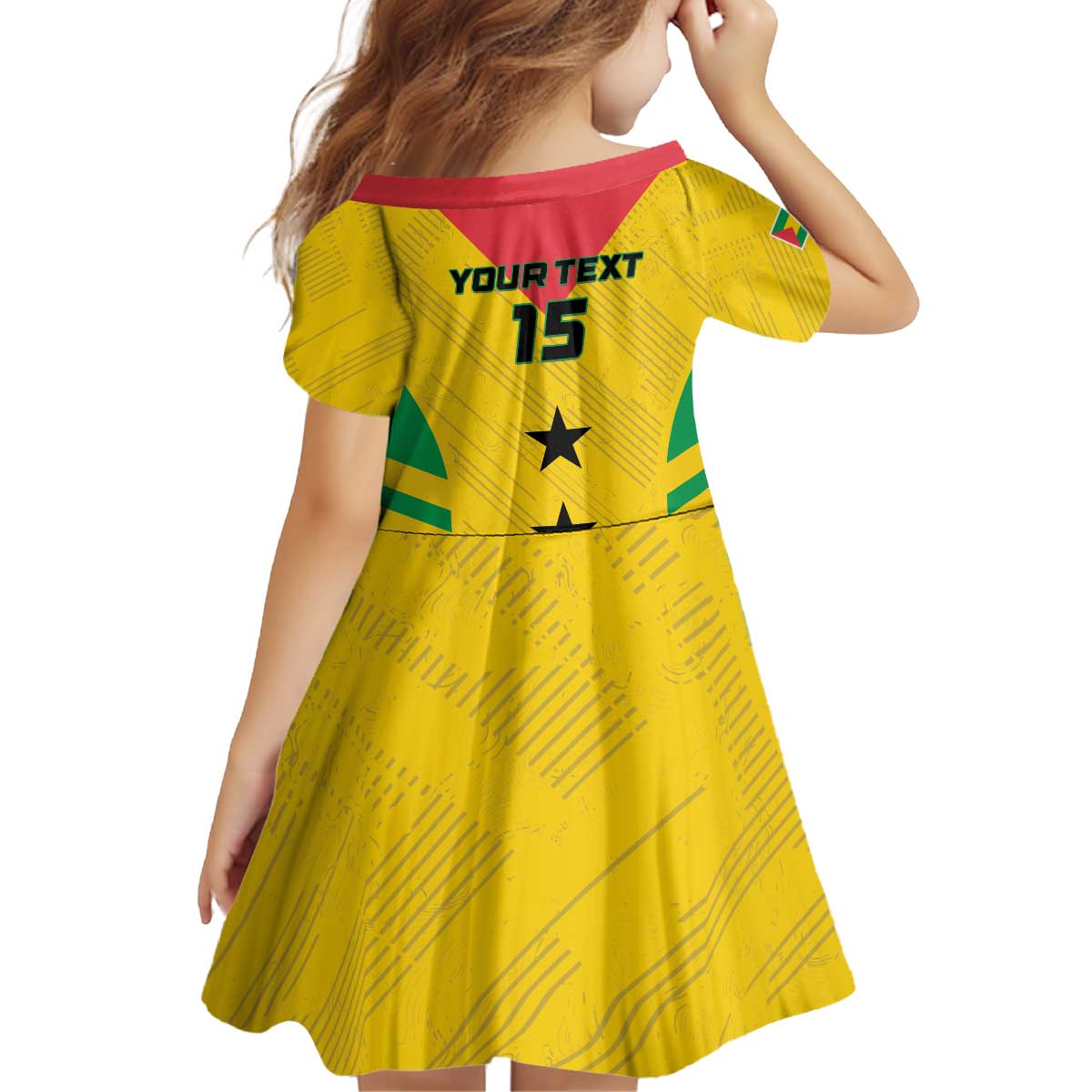 Custom Sao Tome and Principe Football Kid Short Sleeve Dress Go Champions - Yellow Ver - Wonder Print Shop