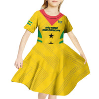 Custom Sao Tome and Principe Football Kid Short Sleeve Dress Go Champions - Yellow Ver - Wonder Print Shop