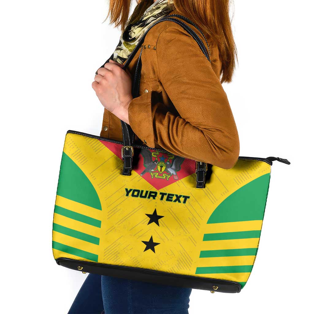 Custom Sao Tome and Principe Football Leather Tote Bag Go Champions - Yellow Ver