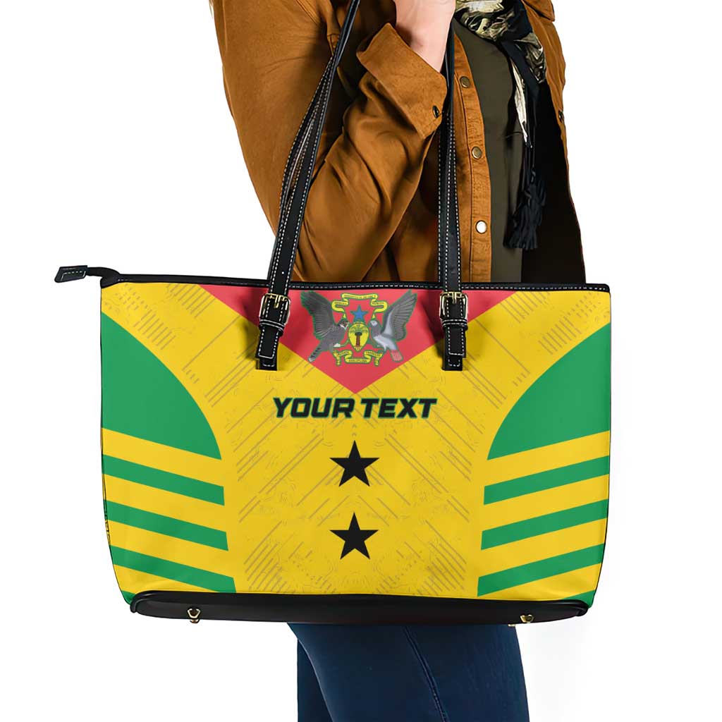 Custom Sao Tome and Principe Football Leather Tote Bag Go Champions - Yellow Ver