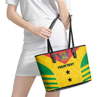 Custom Sao Tome and Principe Football Leather Tote Bag Go Champions - Yellow Ver