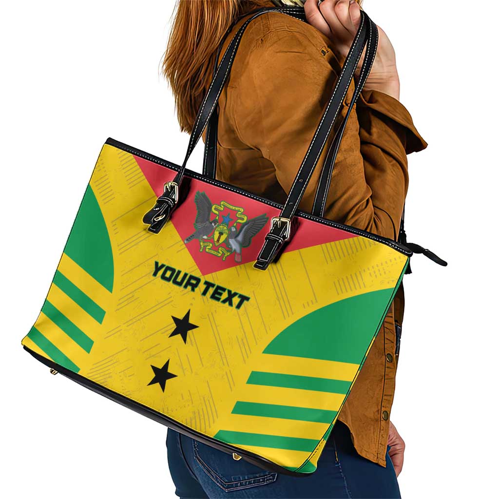 Custom Sao Tome and Principe Football Leather Tote Bag Go Champions - Yellow Ver