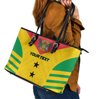Custom Sao Tome and Principe Football Leather Tote Bag Go Champions - Yellow Ver