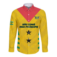 Custom Sao Tome and Principe Football Long Sleeve Button Shirt Go Champions - Yellow Ver