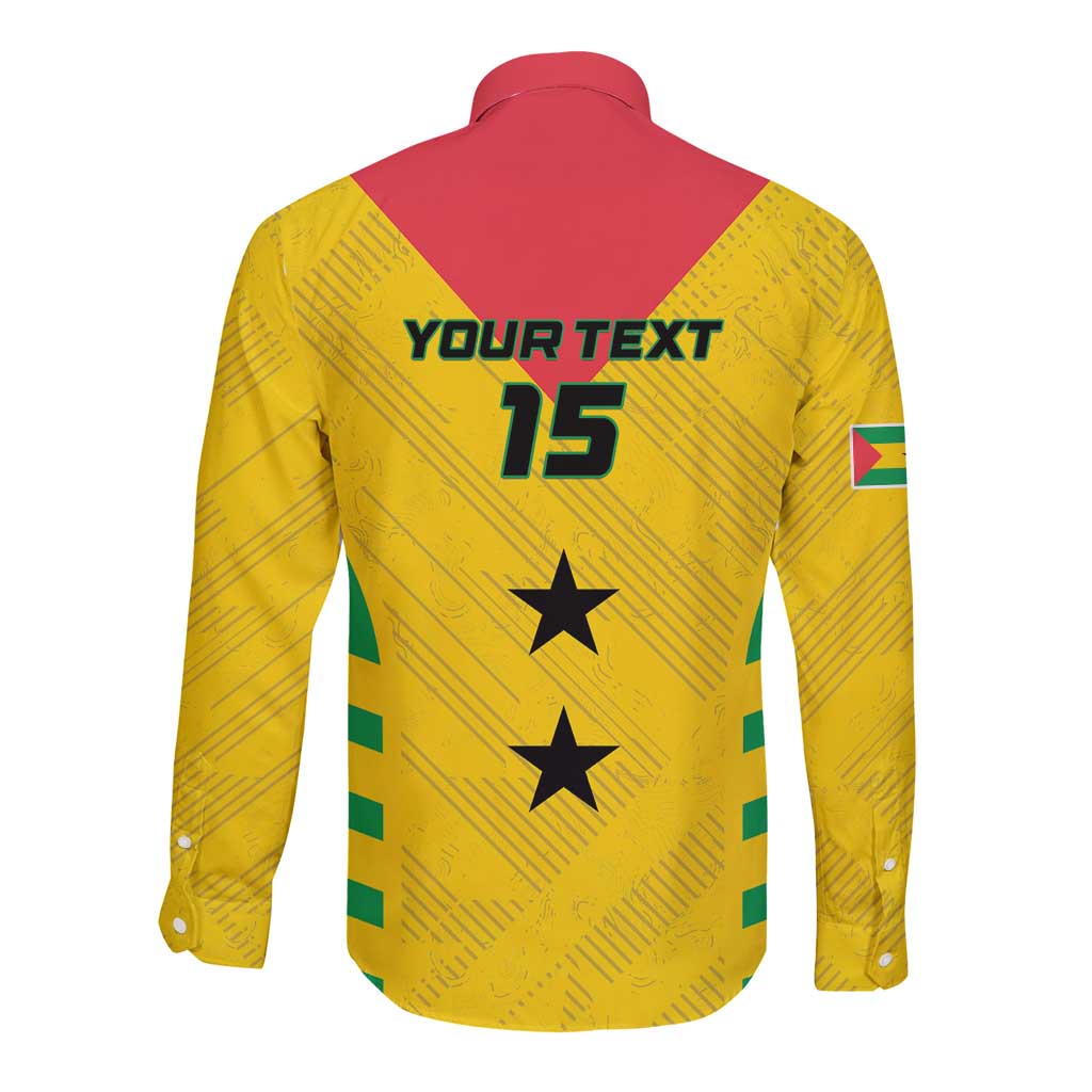 Custom Sao Tome and Principe Football Long Sleeve Button Shirt Go Champions - Yellow Ver