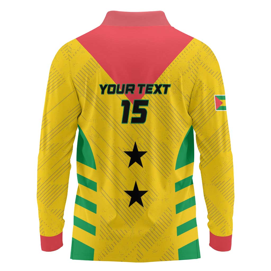 Custom Sao Tome and Principe Football Long Sleeve Polo Shirt Go Champions - Yellow Ver - Wonder Print Shop