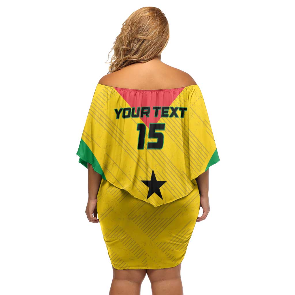 Custom Sao Tome and Principe Football Off Shoulder Short Dress Go Champions - Yellow Ver - Wonder Print Shop