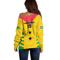 Custom Sao Tome and Principe Football Off Shoulder Sweater Go Champions - Yellow Ver - Wonder Print Shop