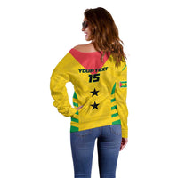 Custom Sao Tome and Principe Football Off Shoulder Sweater Go Champions - Yellow Ver - Wonder Print Shop