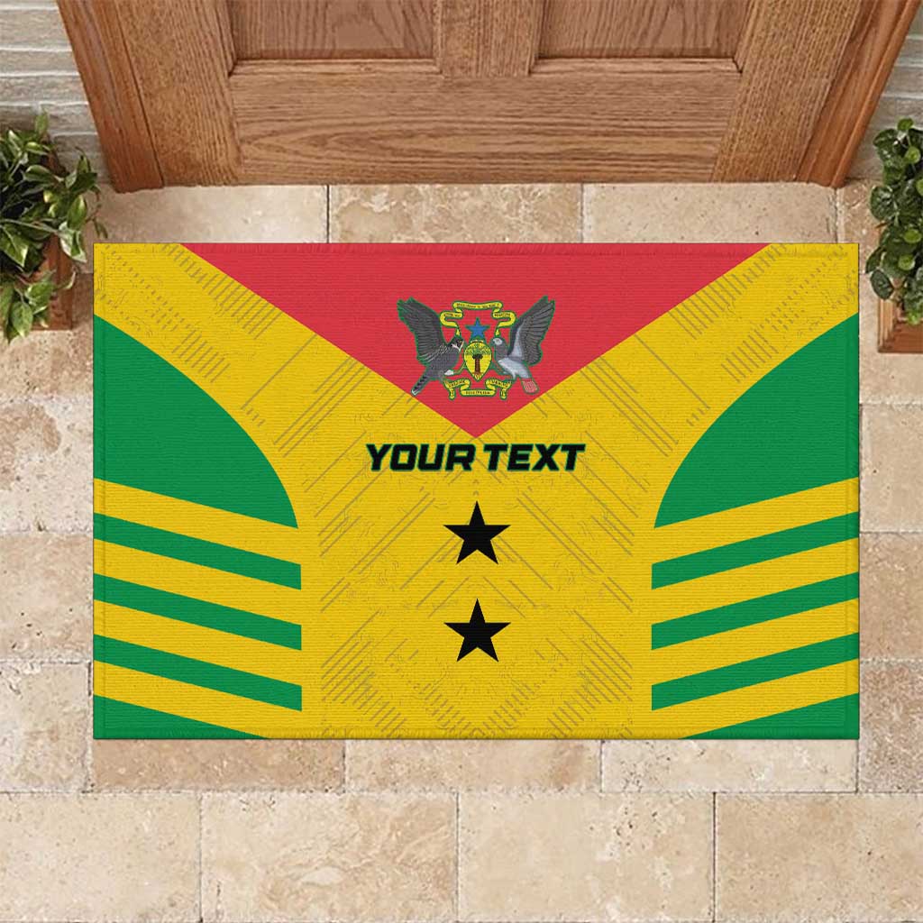 Custom Sao Tome and Principe Football Rubber Doormat Go Champions - Yellow Ver - Wonder Print Shop