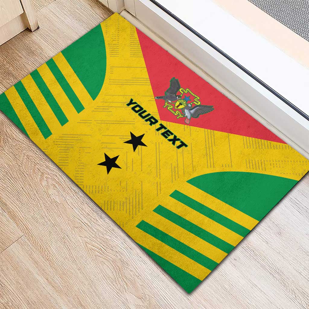 Custom Sao Tome and Principe Football Rubber Doormat Go Champions - Yellow Ver - Wonder Print Shop