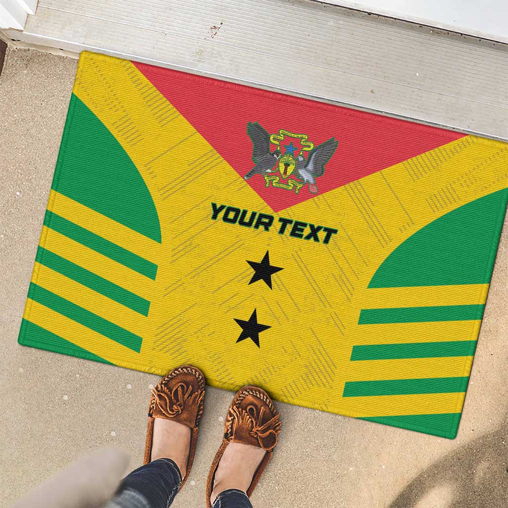 Custom Sao Tome and Principe Football Rubber Doormat Go Champions - Yellow Ver - Wonder Print Shop