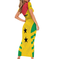 Custom Sao Tome and Principe Football Short Sleeve Bodycon Dress Go Champions - Yellow Ver - Wonder Print Shop