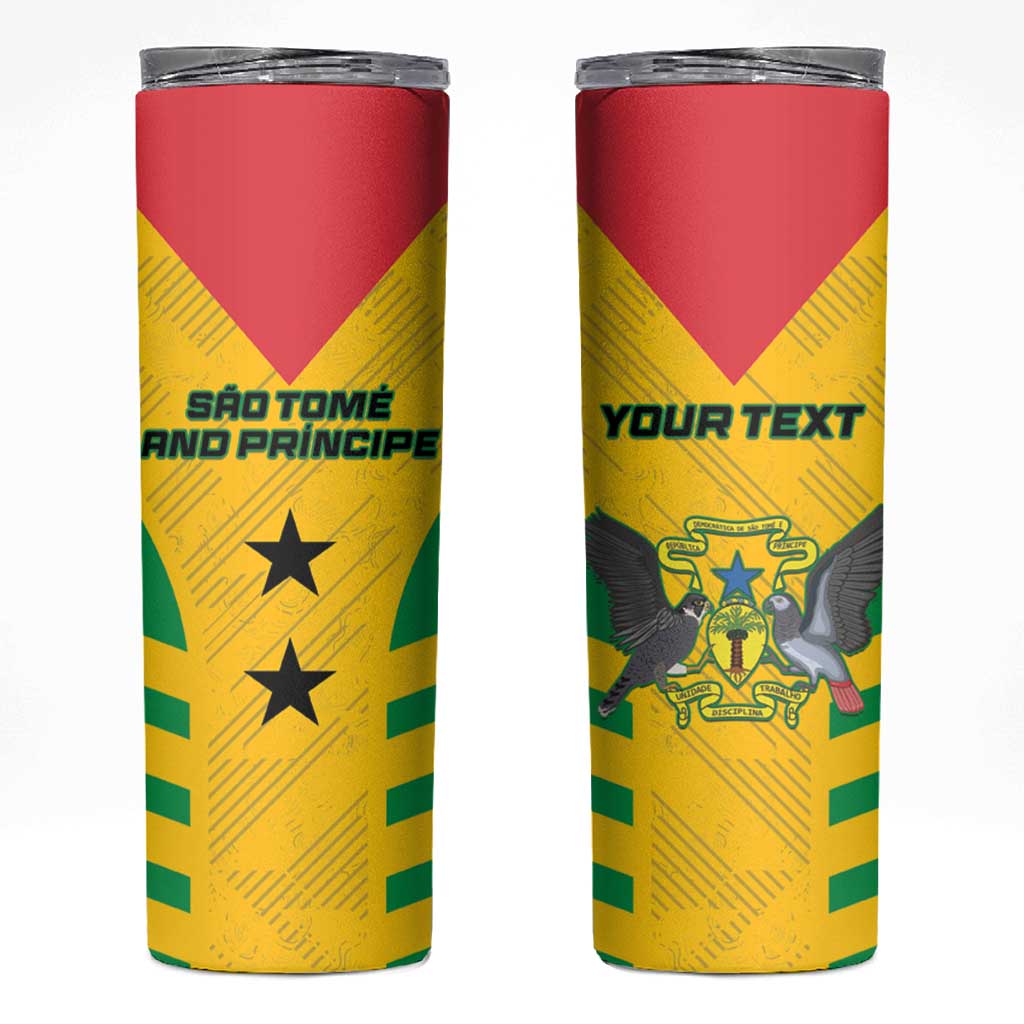Custom Sao Tome and Principe Football Skinny Tumbler Go Champions - Yellow Color - Wonder Print Shop