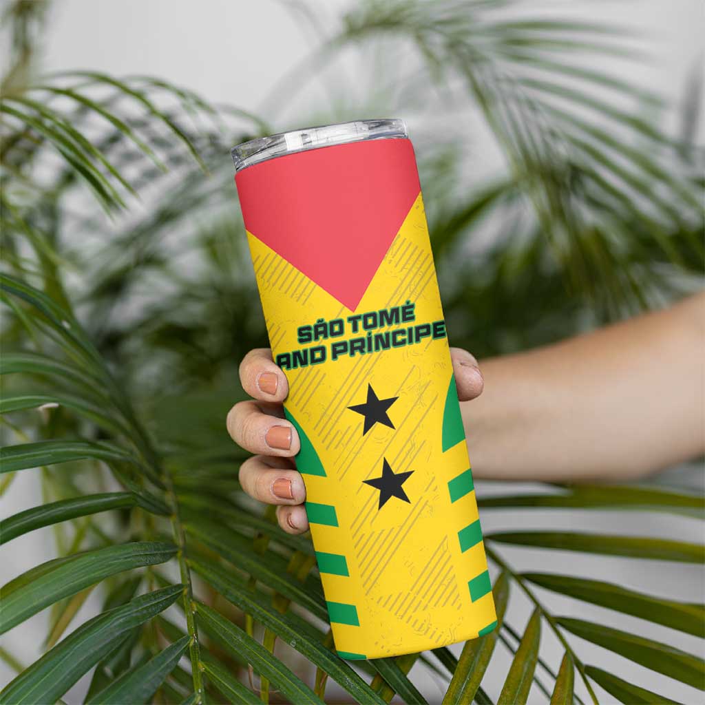 Custom Sao Tome and Principe Football Skinny Tumbler Go Champions - Yellow Color - Wonder Print Shop