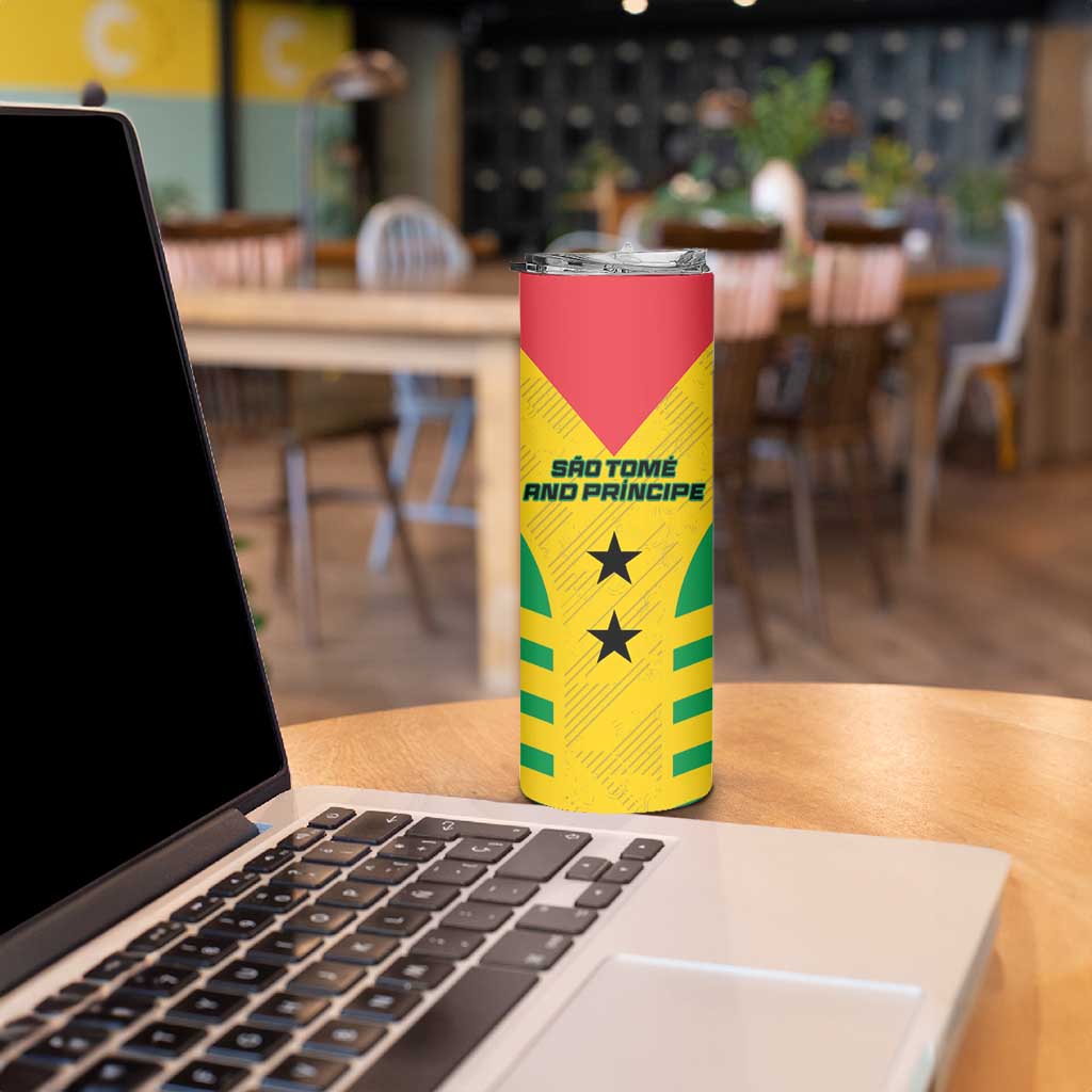 Custom Sao Tome and Principe Football Skinny Tumbler Go Champions - Yellow Color - Wonder Print Shop