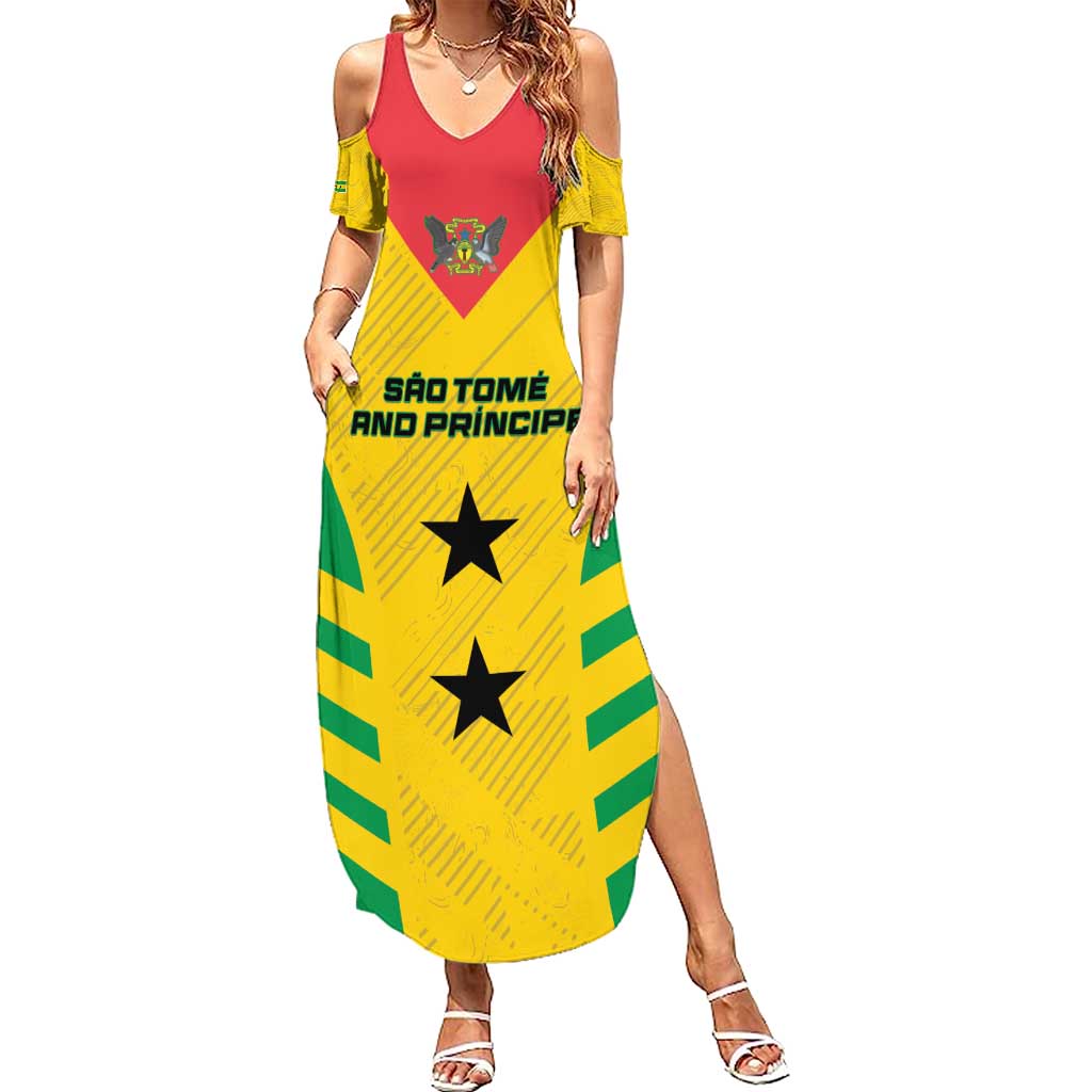 Custom Sao Tome and Principe Football Summer Maxi Dress Go Champions - Yellow Ver - Wonder Print Shop