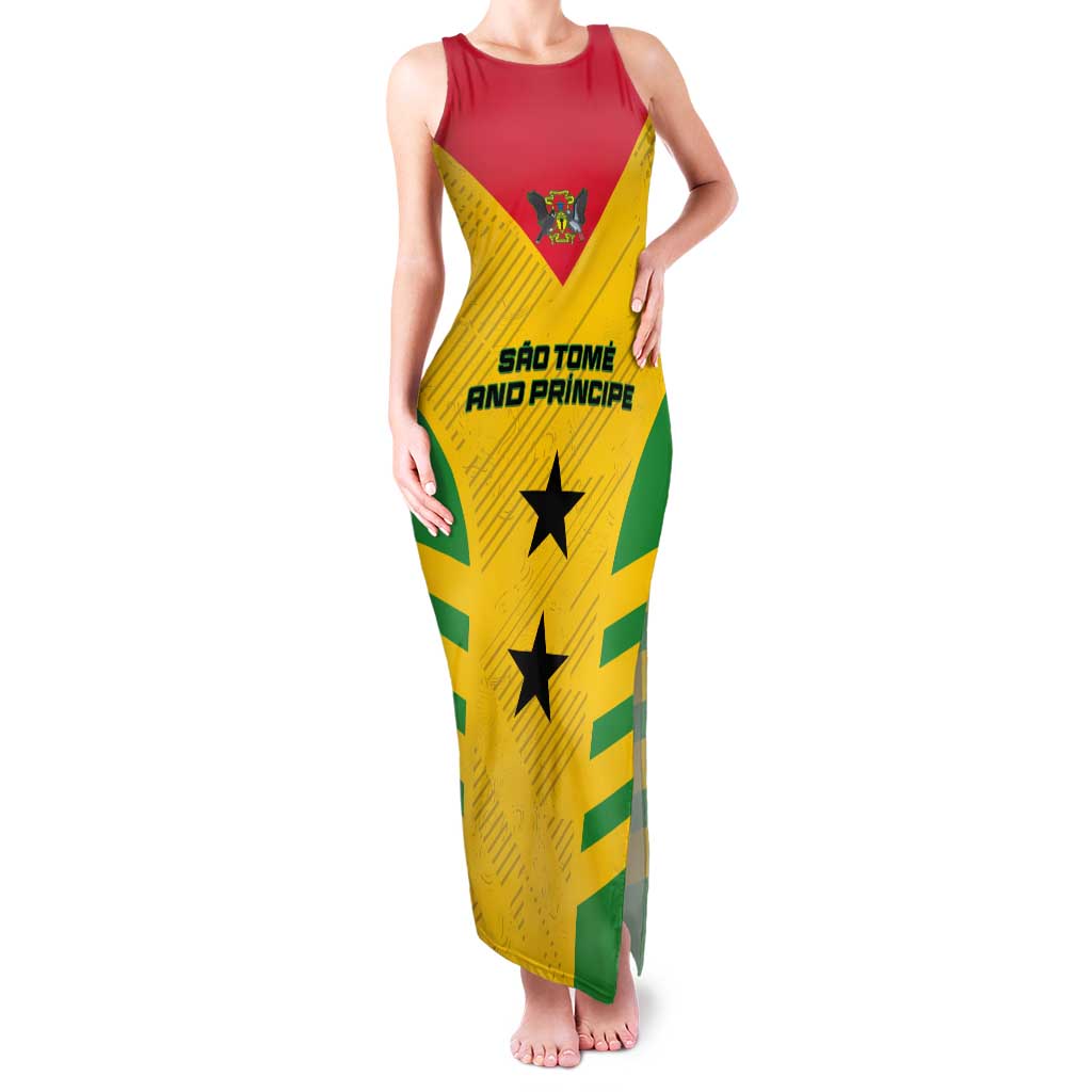 Custom Sao Tome and Principe Football Tank Maxi Dress Go Champions - Yellow Ver - Wonder Print Shop