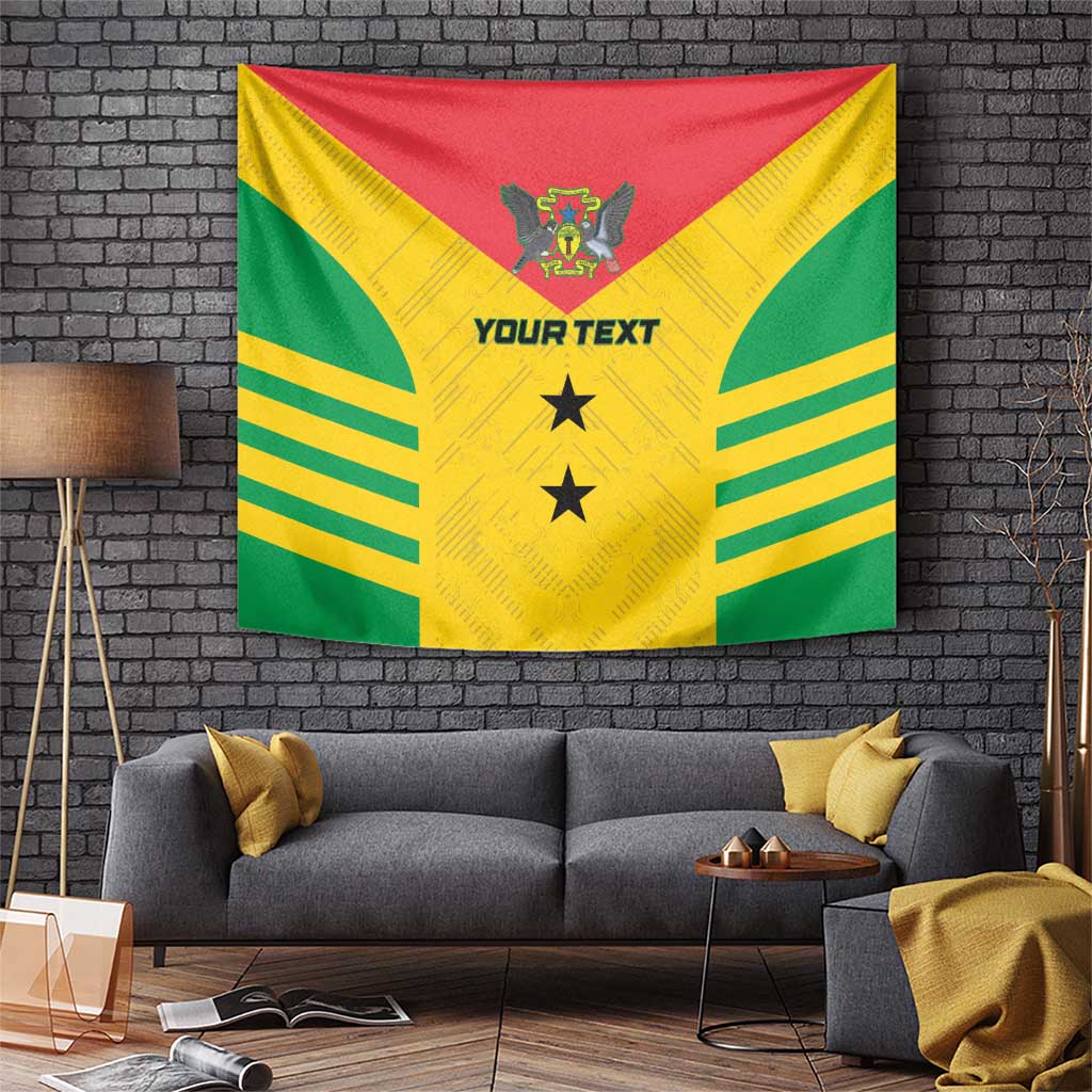 Custom Sao Tome and Principe Football Tapestry Go Champions - Yellow Ver - Wonder Print Shop