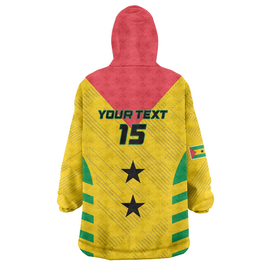 Custom Sao Tome and Principe Football Wearable Blanket Hoodie Go Champions - Yellow Ver - Wonder Print Shop