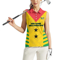 Custom Sao Tome and Principe Football Women Sleeveless Polo Shirt Go Champions - Yellow Ver - Wonder Print Shop