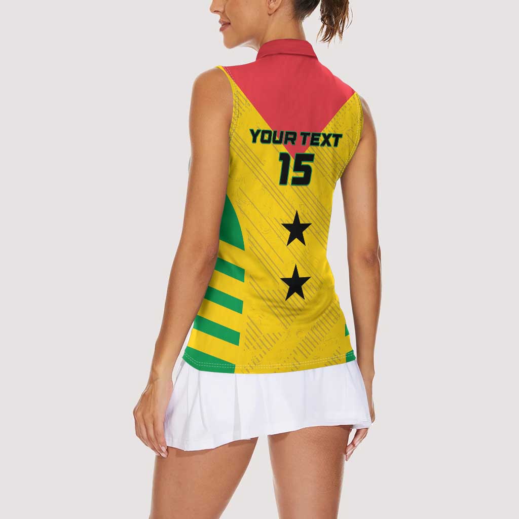 Custom Sao Tome and Principe Football Women Sleeveless Polo Shirt Go Champions - Yellow Ver - Wonder Print Shop