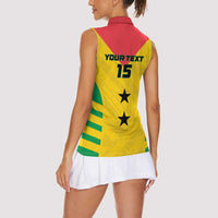 Custom Sao Tome and Principe Football Women Sleeveless Polo Shirt Go Champions - Yellow Ver - Wonder Print Shop