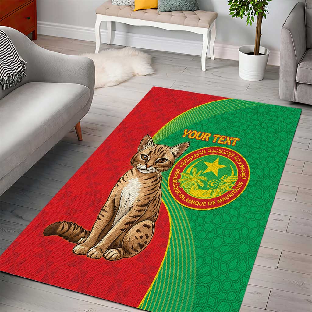 Personalised Mauritania Area Rug African Wild Cat With Coat Of Arms - Wonder Print Shop