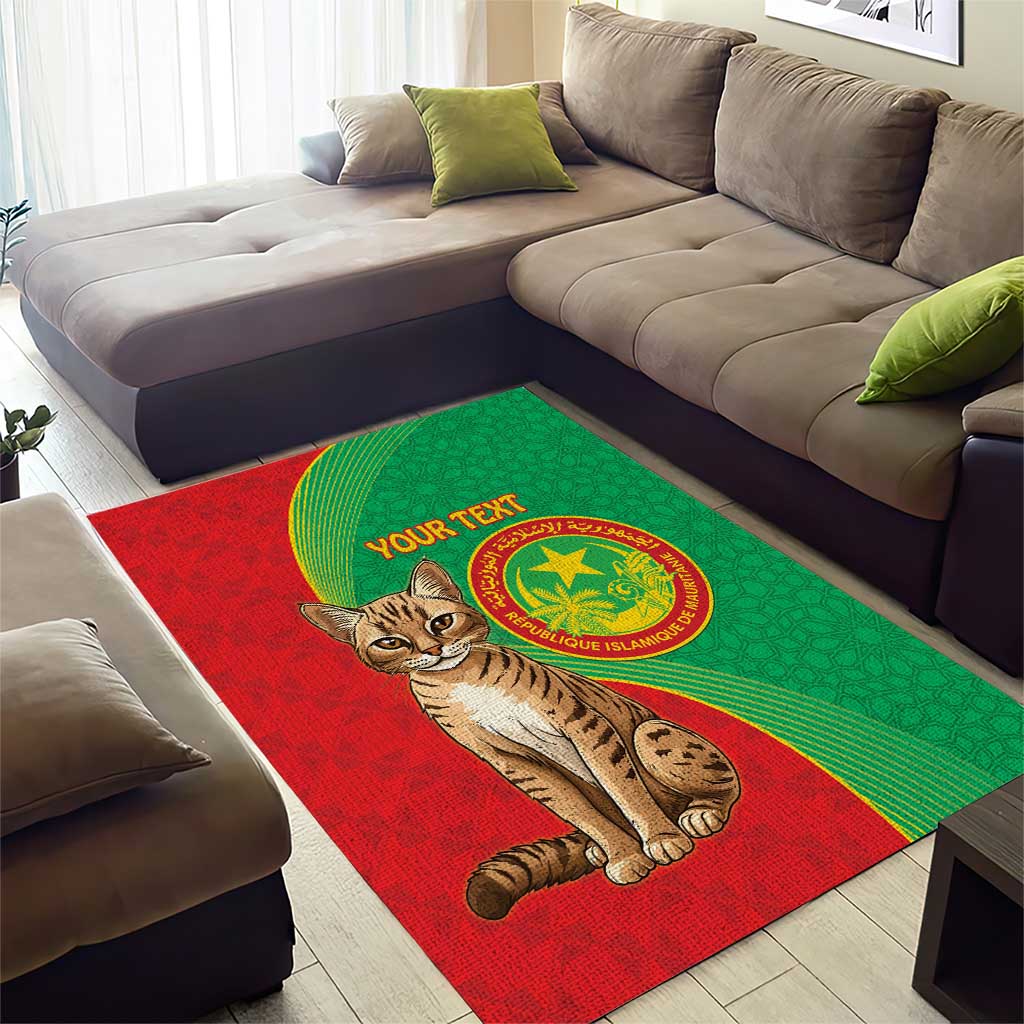Personalised Mauritania Area Rug African Wild Cat With Coat Of Arms - Wonder Print Shop