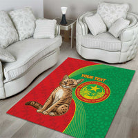 Personalised Mauritania Area Rug African Wild Cat With Coat Of Arms - Wonder Print Shop