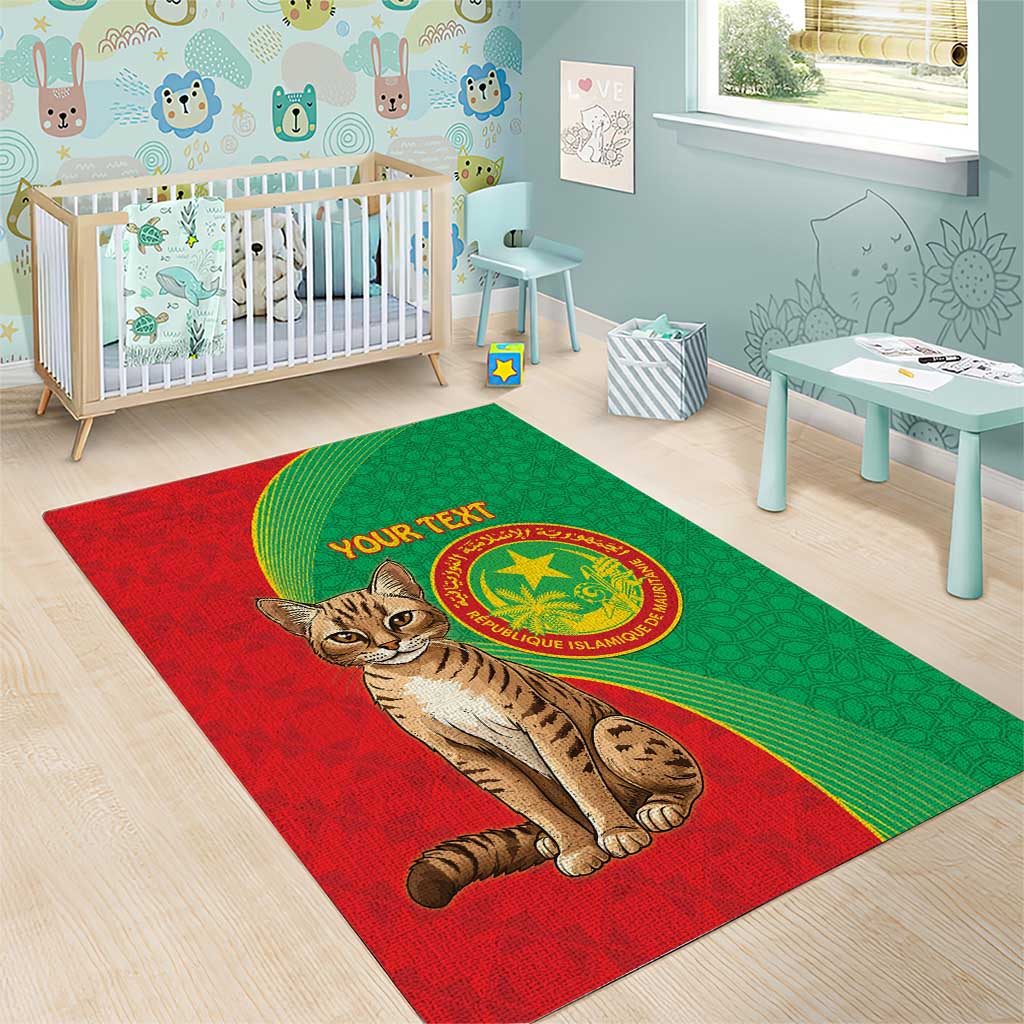 Personalised Mauritania Area Rug African Wild Cat With Coat Of Arms - Wonder Print Shop