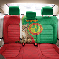 Personalised Mauritania Back Car Seat Cover African Wild Cat With Coat Of Arms - Wonder Print Shop