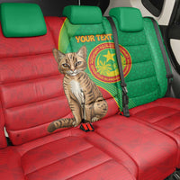 Personalised Mauritania Back Car Seat Cover African Wild Cat With Coat Of Arms - Wonder Print Shop