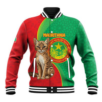 Personalised Mauritania Baseball Jacket African Wild Cat With Coat Of Arms - Wonder Print Shop