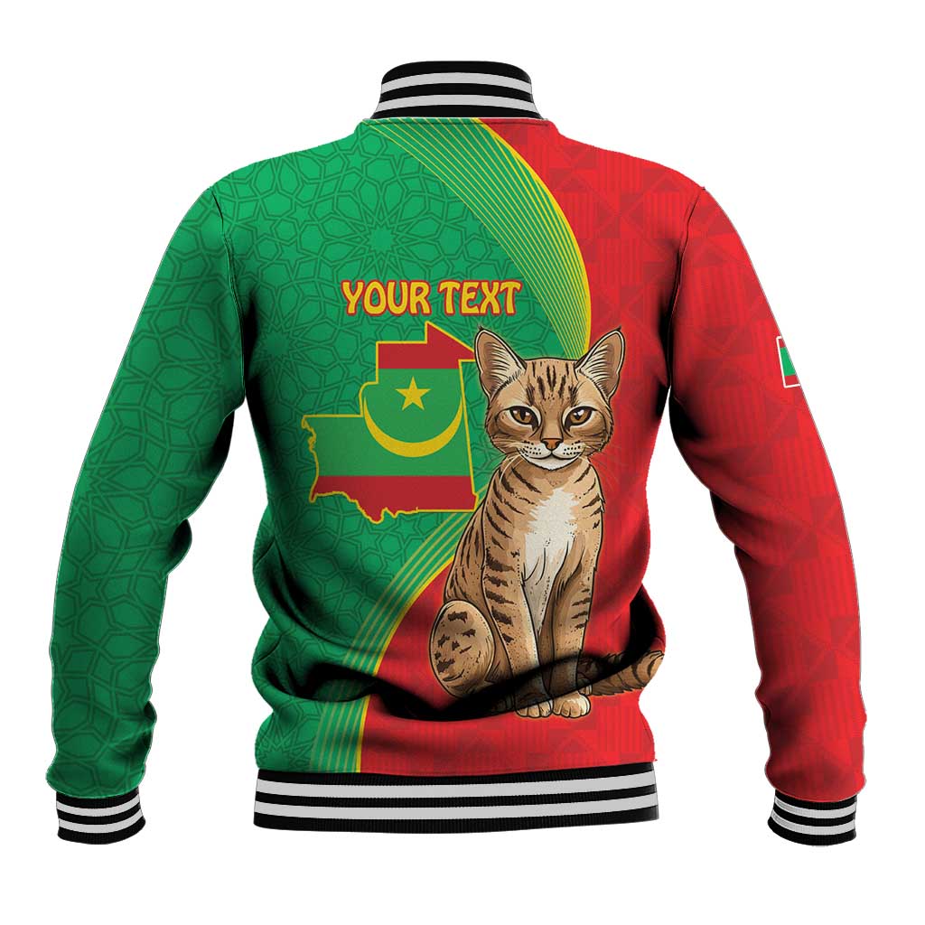 Personalised Mauritania Baseball Jacket African Wild Cat With Coat Of Arms - Wonder Print Shop