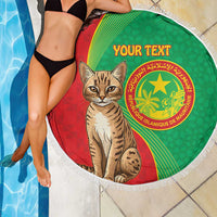Personalised Mauritania Beach Blanket African Wild Cat With Coat Of Arms - Wonder Print Shop