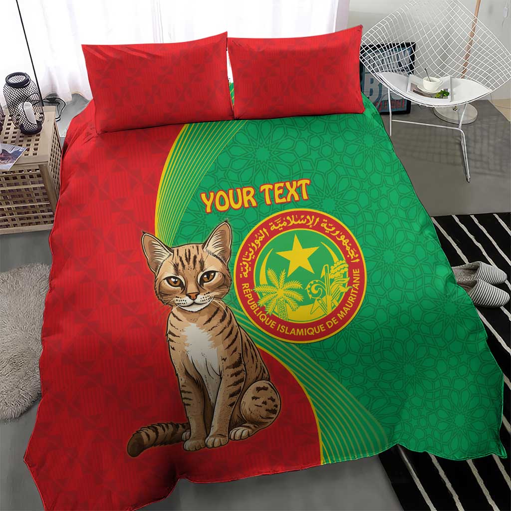 Personalised Mauritania Bedding Set African Wild Cat With Coat Of Arms - Wonder Print Shop