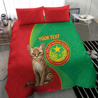 Personalised Mauritania Bedding Set African Wild Cat With Coat Of Arms - Wonder Print Shop