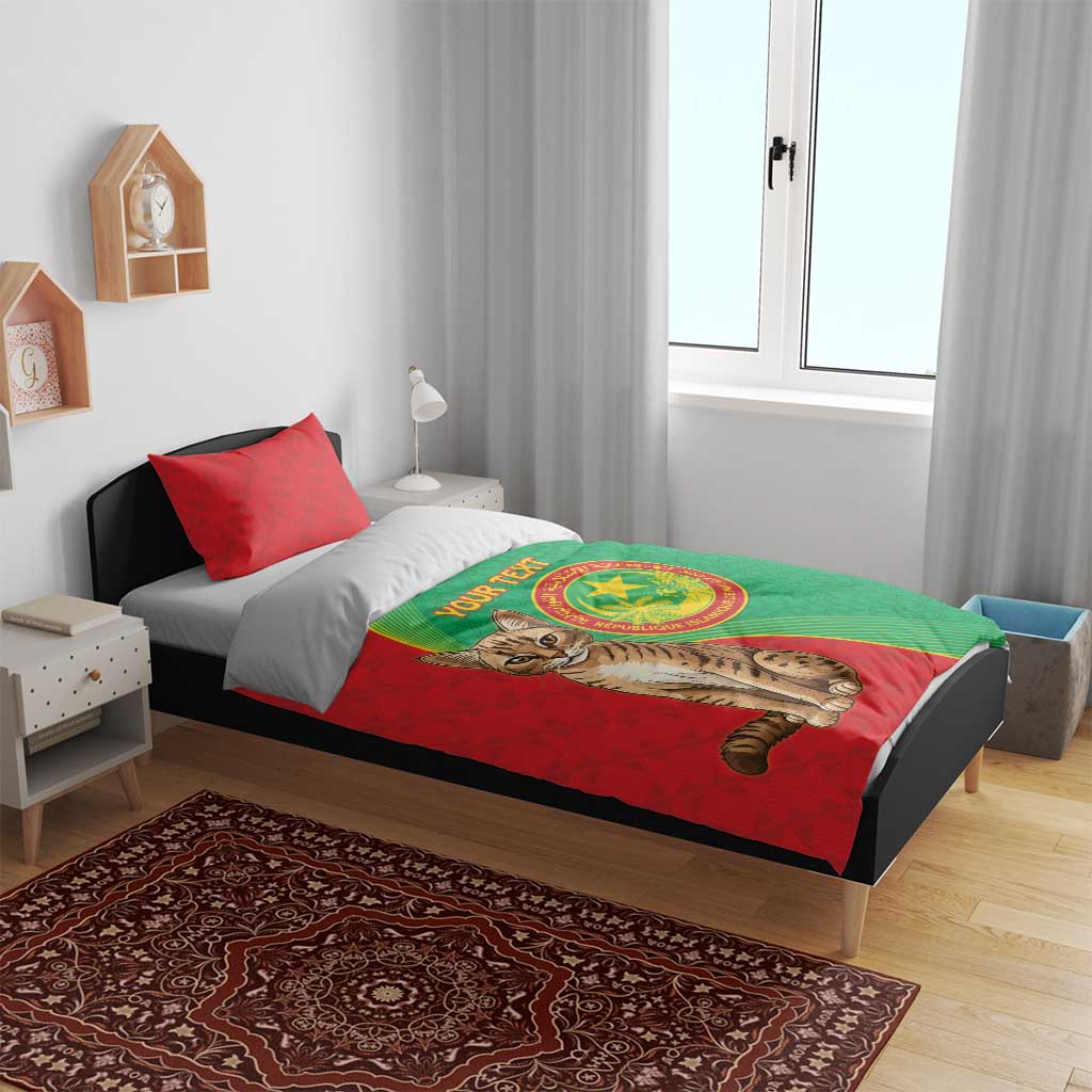 Personalised Mauritania Bedding Set African Wild Cat With Coat Of Arms - Wonder Print Shop