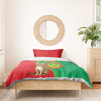 Personalised Mauritania Bedding Set African Wild Cat With Coat Of Arms - Wonder Print Shop