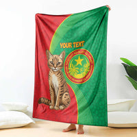 Personalised Mauritania Blanket African Wild Cat With Coat Of Arms